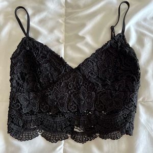 Black crochet crop top